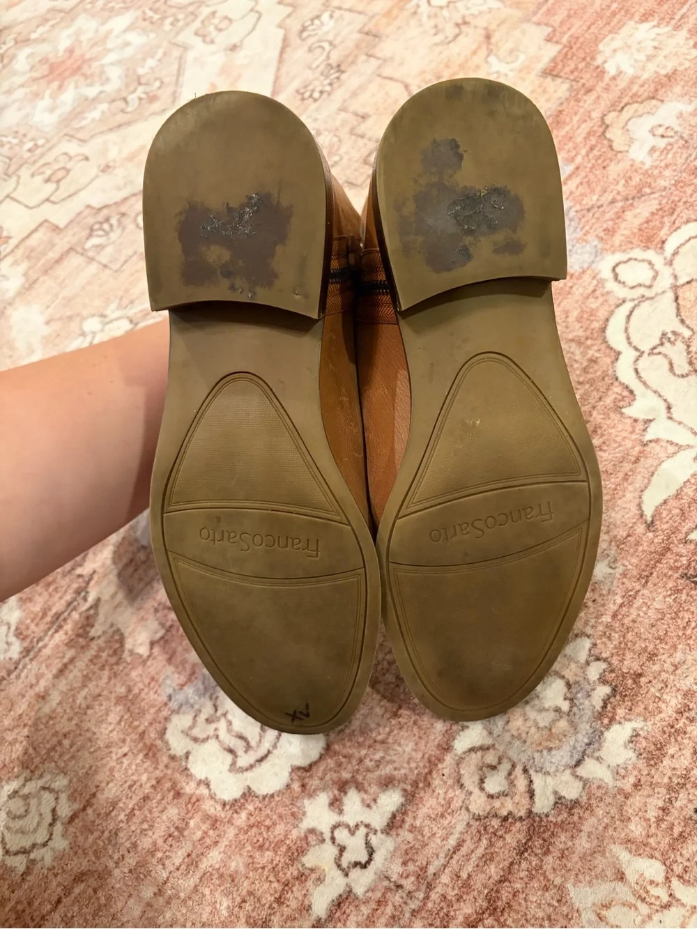 Franco Sarto Women's Brown Leather Side-Zip Ankle Booties